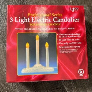 Vintage Electric Candolier Ivory 3 Light Window Candelabra Christmas Decor